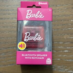 Barbie Bitty Box Bluetooth Speaker Pink Glitter Keychain Wireless Rechargeable